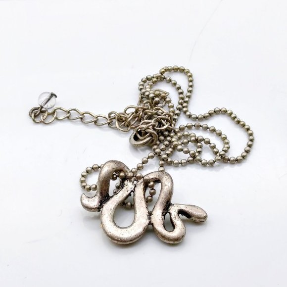 Vintage Pave Crystal Coiled Snake Pendant Necklace, Yellow and Green on Silver T - Picture 5 of 5